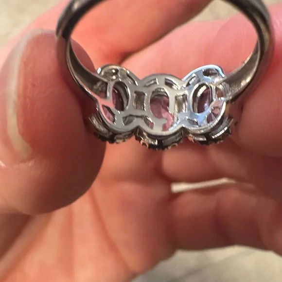 Tanzanite and white zircon ring in 925 sterling silver. Size 8 - Picture 4 of 7